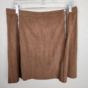 1.State Caramel Brown Mini Skirt With Zipper Detail Size 8 (3049)